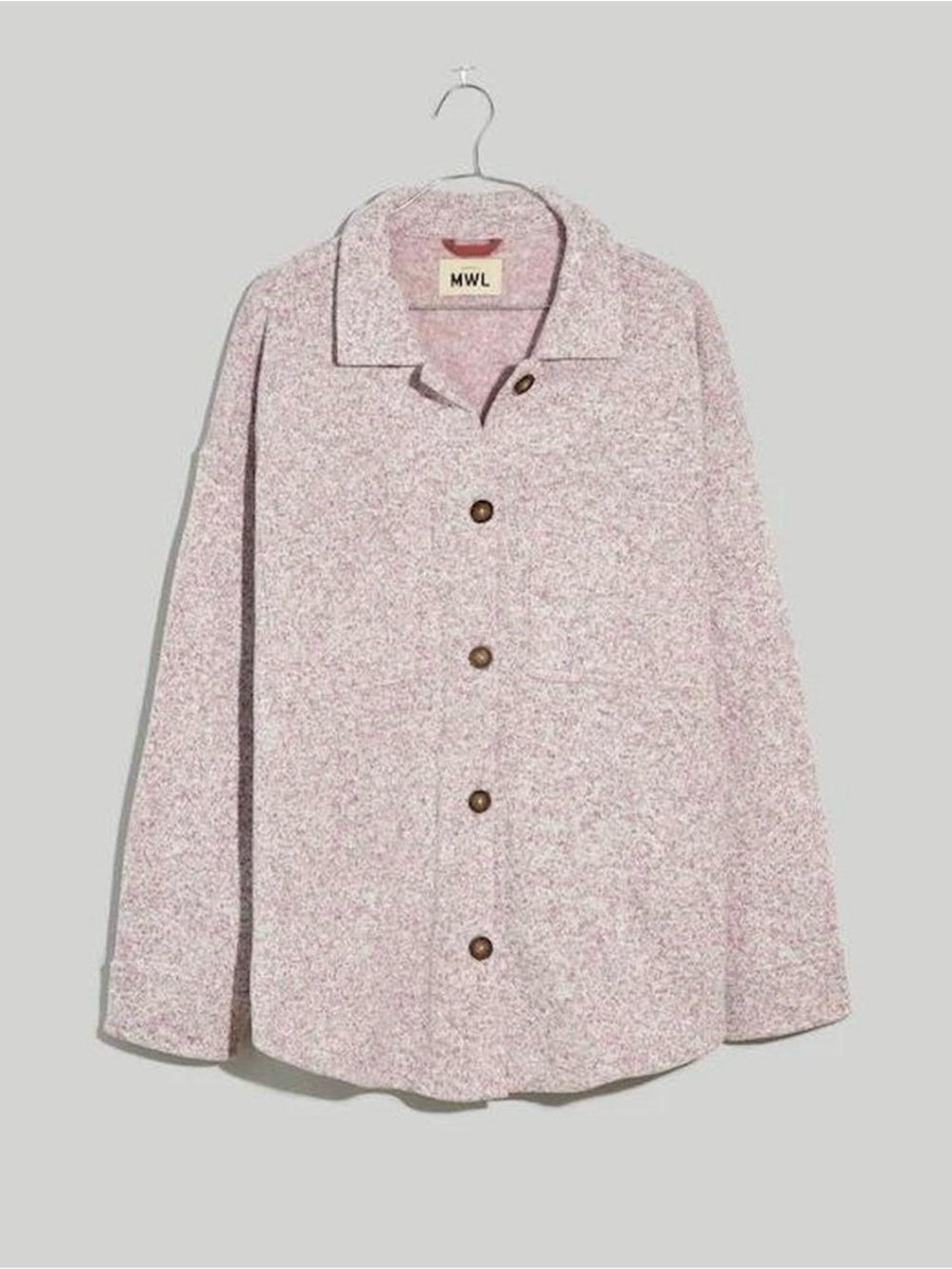 Madewell MWL Oversized Fleece Shacket Pale Thistle Button Shirt Jacket L